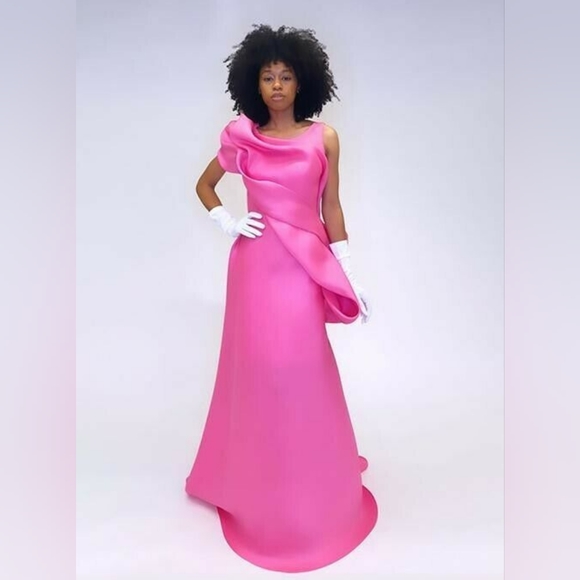 *$5,500 RUBIN SINGER "BARBIE" BRIGHT PINK SILK EVENING DRESS GOWN US 2 - Picture 9 of 9